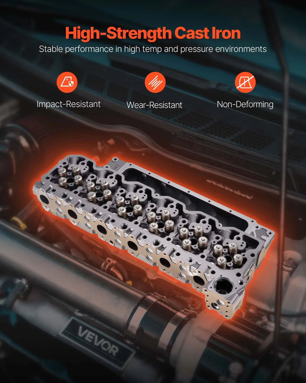 Cylinder Head Assembly, 6.7L Replacement for 2007-2018 Dodge Cummins 6.7L, Compatible with Dodge Ram 2500 3500 4500 Models, Complete Engine Cylinder Head Assembly Replaces 3977221, Cast Iron
