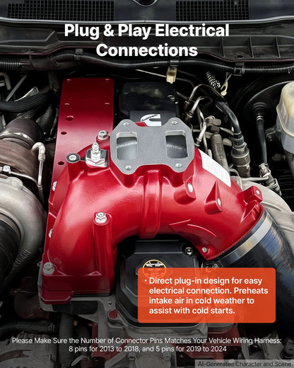 Intake Manifold Compatible with 2019-2024 Ram 2500/3500 OEM KMS2019R, Aluminum Alloy, Plug & Play Electrical Connections, Complete Hardware for Improved Intake Airflow & Engine Performance