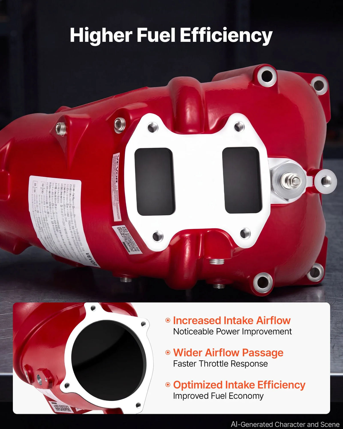 Intake Manifold Compatible with 2019-2024 Ram 2500/3500 OEM KMS2019R, Aluminum Alloy, Plug & Play Electrical Connections, Complete Hardware for Improved Intake Airflow & Engine Performance